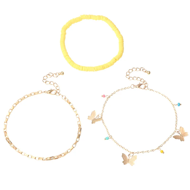 Ножные браслеты в богемном стиле для женщин анклеты золотого цвета с бабочками