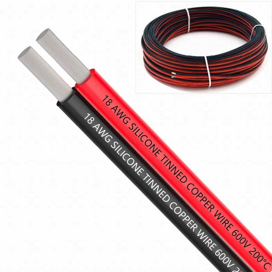 

25m 2pin Extension Cable Wire Cord 18 AWG Silicone Electrical Wire Cables Flexible Hook UP Strands Tinned Copper Wire