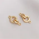 Круглая застежка из циркония, позолоченная 14K, для ожерелья, застежка для браслета
