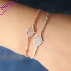 Новые ЛАКи ссылка браслеты дружбы на цепочке 925 стерлингового серебра ювелирные изделия CZ Кристалл ладонь (хамса) руки, очаровательный браслет для женщин