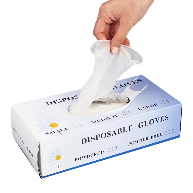 Виниловые смотровые перчатки (средний 70-граф) латексные резиновые одноразовые