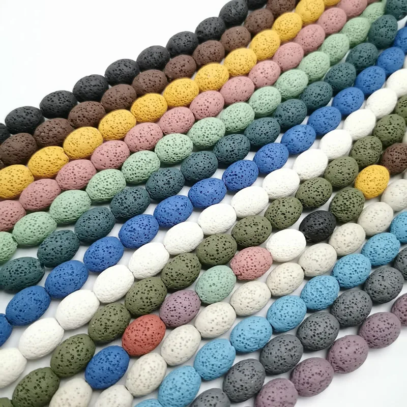 Natural Lava Rock Beads8X12/12x15mm Multi Color Volcanic Stone Loose Beads For DIY Necklace Bracelets Earring Jewelry Making
