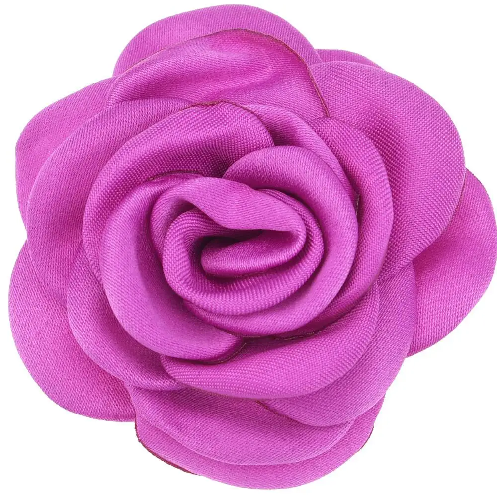 Purple 10 шт. атласный цветок 6 см Жареные Цветочные Цветы Camillia DIY Цветы Аксессуары для волос горящий цветок без заколки для волос - Цвет: Purple