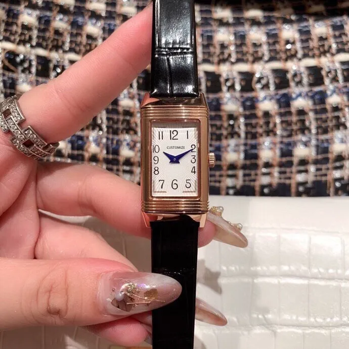 

Модные женские кварцевые наручные часы Reverso One Duetto прямоугольные часы из натуральной кожи с двойным циферблатом женские часы AAA + Качество