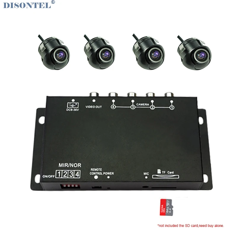 Четырехканальный автомобильный пульт дистанционного управления DVR recorder для фронтальной камеры заднего вида с раздельным экраном для помощи при парковке