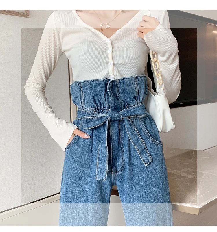 

Women High Waist Jeans Sexy Jeans Denim Harem Pants Jeans Women High Streetwear Loose Pants Black Women Jeans