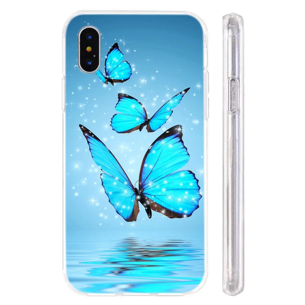 Чехол для iPhone 6 6s 7 8 Plus 11 Pro x xs xr max светло-голубой чехол с бабочкой мягкий из ТПУ
