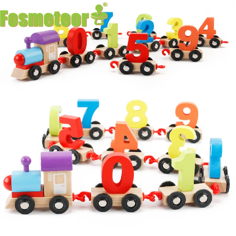 

Fosmeteor новый детский деревянный Цифровой поезд, Детский пазл, обучение математике, сборка, цветная международная торговля, рождественские иг...