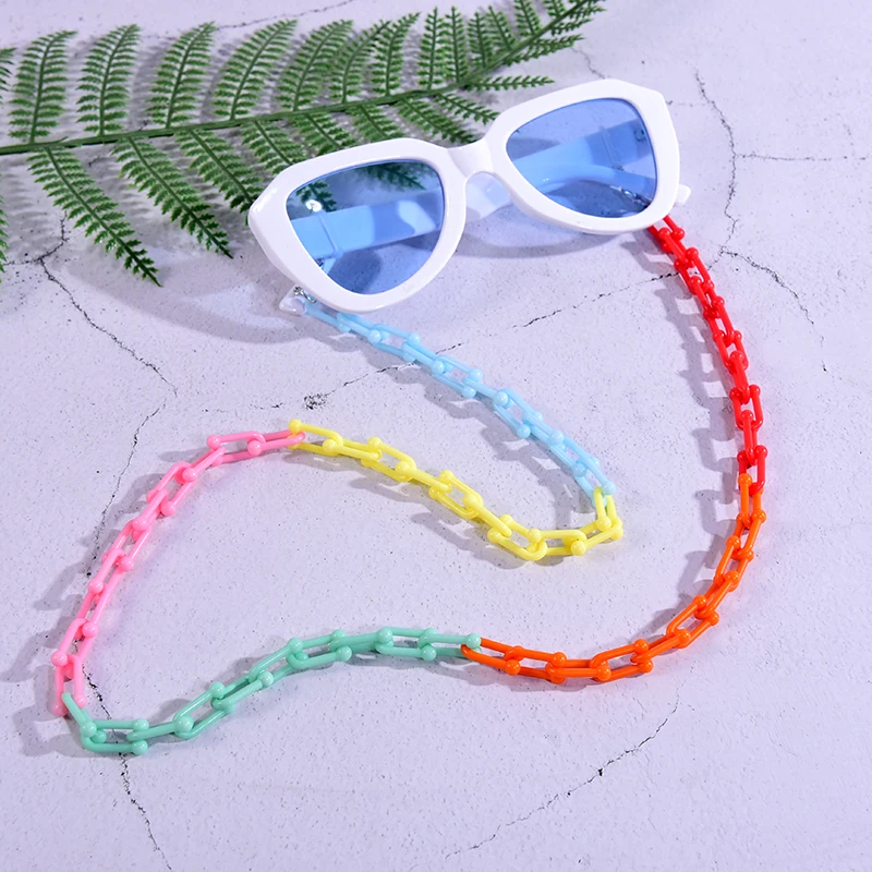 Радужная акриловая U образная цепочка для очков шнурок женская летняя на шею