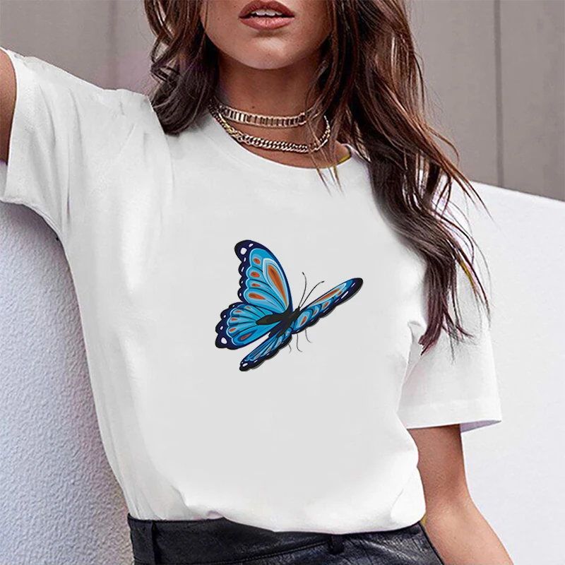 

Butterfly T-shirts Women Short Sleeve Tshirt Woman 2020 Women-clothing Crop T-shirt Summer Women's Tops With Sleeves Clothes for