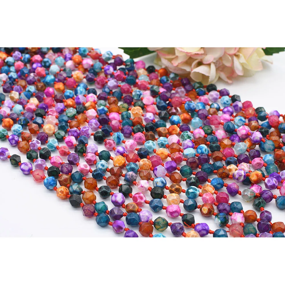 

2 strands 6mm Faceted Round Multicolor Fire Agate stone beads For DIY Bracelet Necklace Jewelry Make Strand 15"