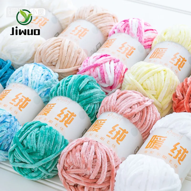 

Jiwuo 100g Chenille Velvet Yarn Knitting Wool Thick Warm Crochet Knitting Handmade DIY Yarn Cotton Baby Scarf Sweater Hat Line