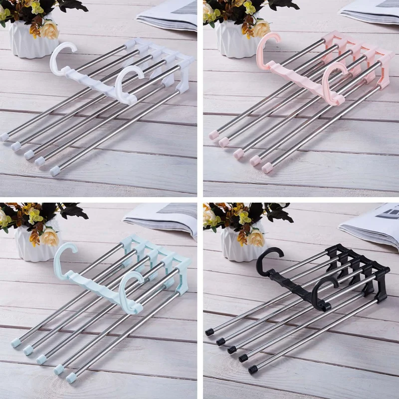 

Portable Multi-function Pants Hanger Tier Stainless Steel Pants Racks Trousers Hanger Clothing Wardrobe Storage Rack Organizer