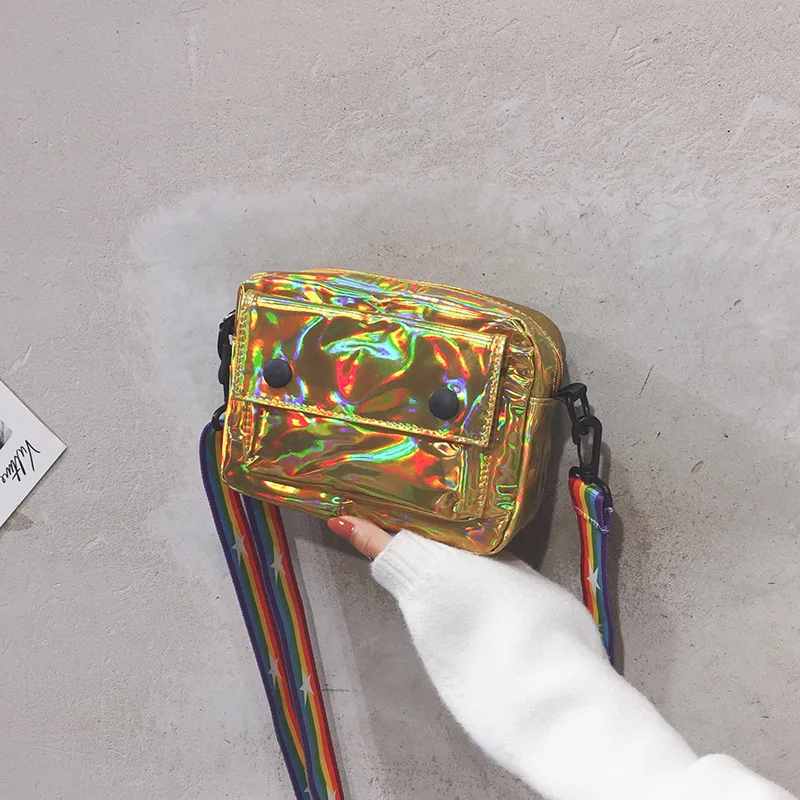 Golden handbag PGOLEGGY лазерные сумки через плечо для женщин модные сумки роскошные женские Сумки из искусственной кожи сумки на плечо для путешествий водонепроницаемые сумки - Цвет: Golden handbag