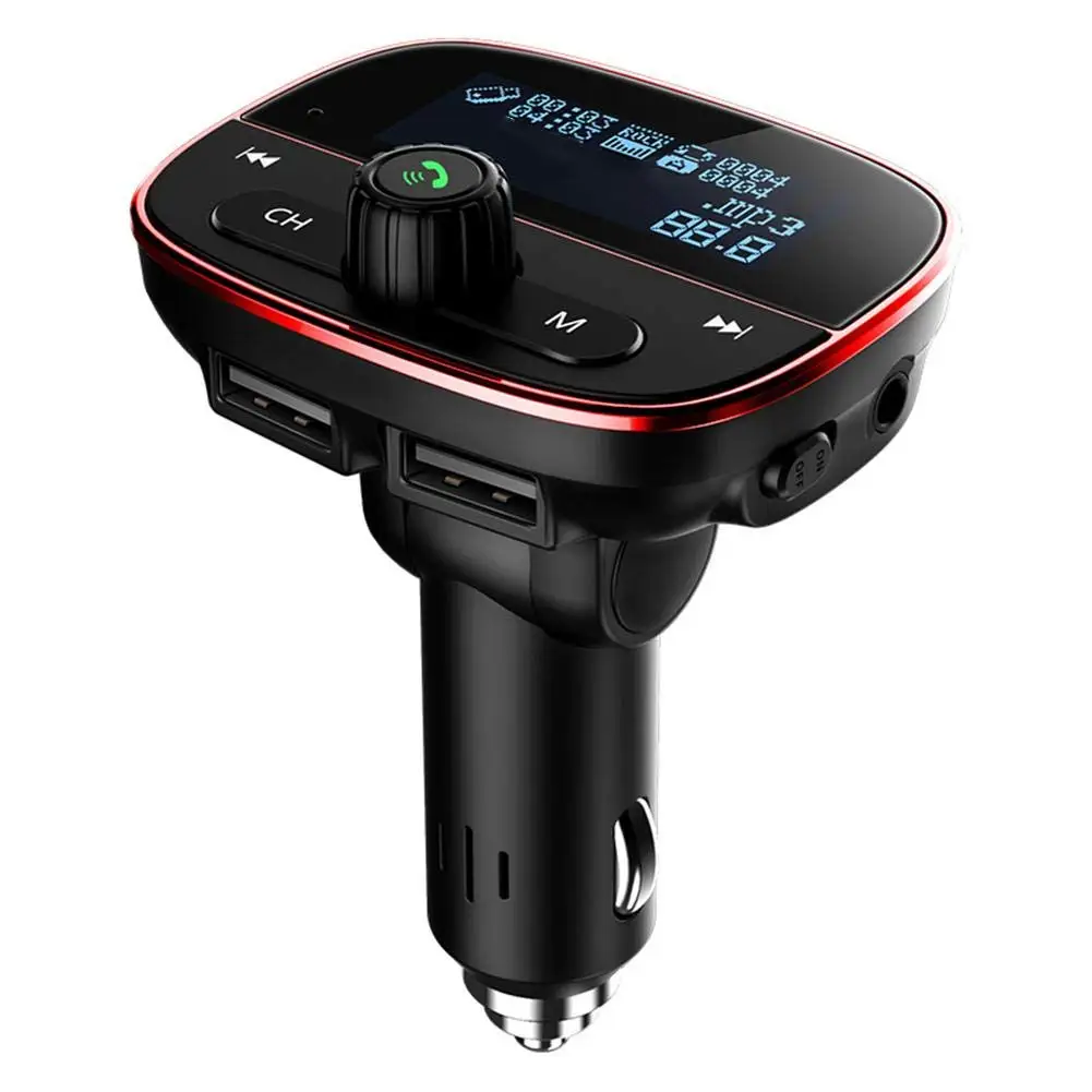 Автомобильный MP3-плеер передатчик 1,77 дюймов ЖК-дисплей Bluetooth fm-передатчик Hands-Free вольтметр автомобильный комплект TF карта AUX USB аудио адаптер - Название цвета: Красный