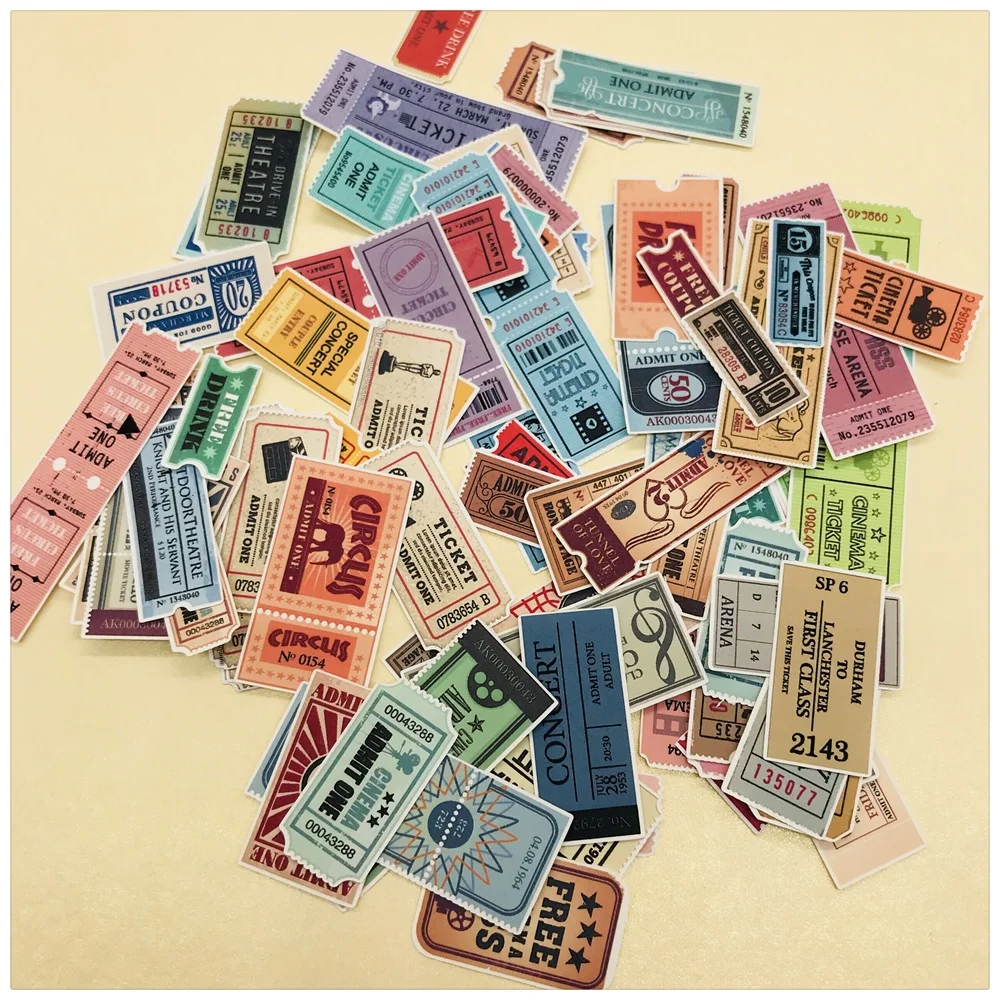 

78Pcs/Lot Vintage Ticket Label Tags Sticker DIY Craft Scrapbooking Album Junk Journal Happy Planner Decorative Stickers