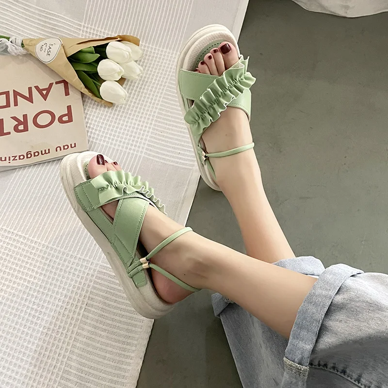 

Shoes Slippers Flat Platform Slides Med Summer Clogs Woman Pantofle Fashion Soft Beach 2021 Luxury PU Slippers Women Summer Shoe