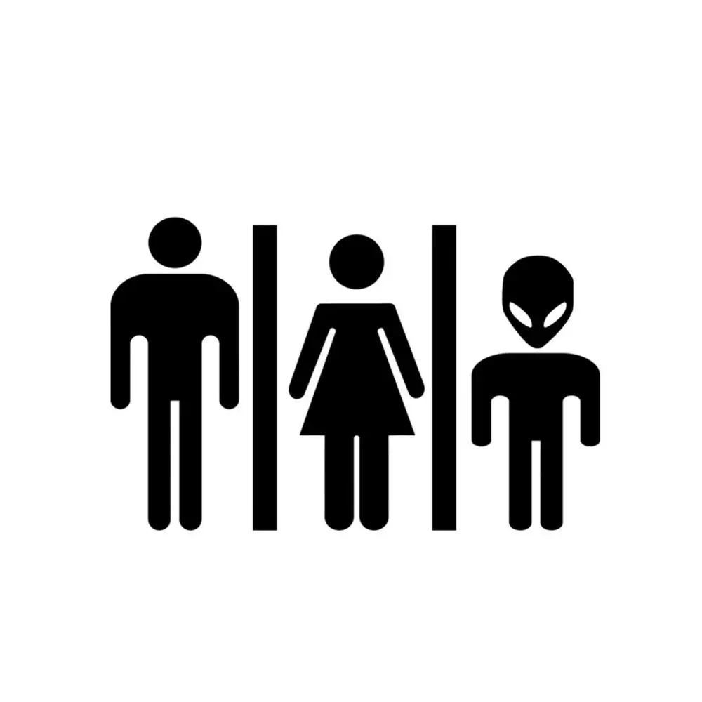 Креативные мужские и женские Инопланетные знаки для туалета Настенная Наклейка