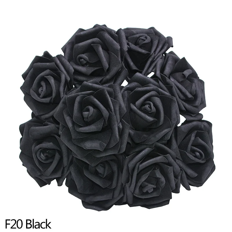 F20 black 10 шт., 8 см, искусственные розы из пенополистирола, для свадьбы, моста, букета, дома, сада, вечерние украшения, сделай сам, венки, товары для рукоделия - Цвет: F20 black