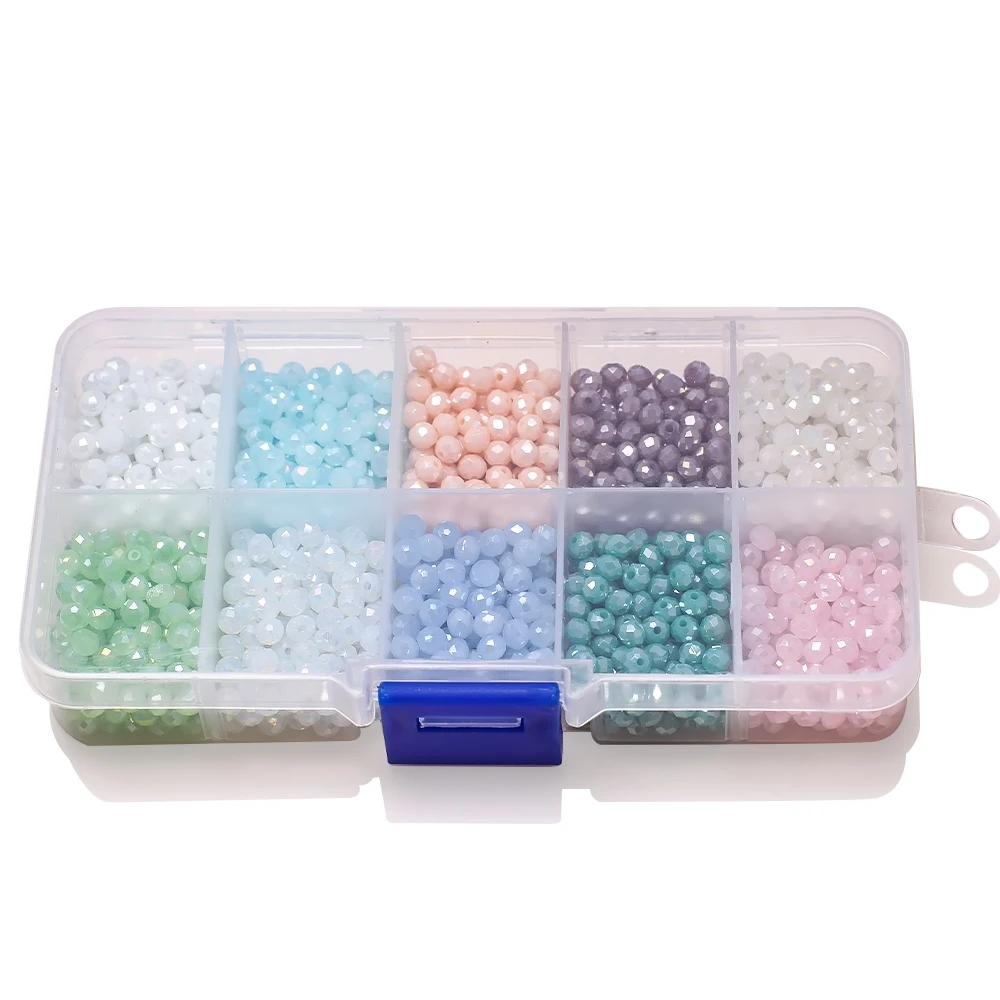 4 6 8mm AB Rondelle Glass Faceted Beads for Jewelry Making DIY for Woman Briollete Crystal Round Loose Spacer Beaded Needlework