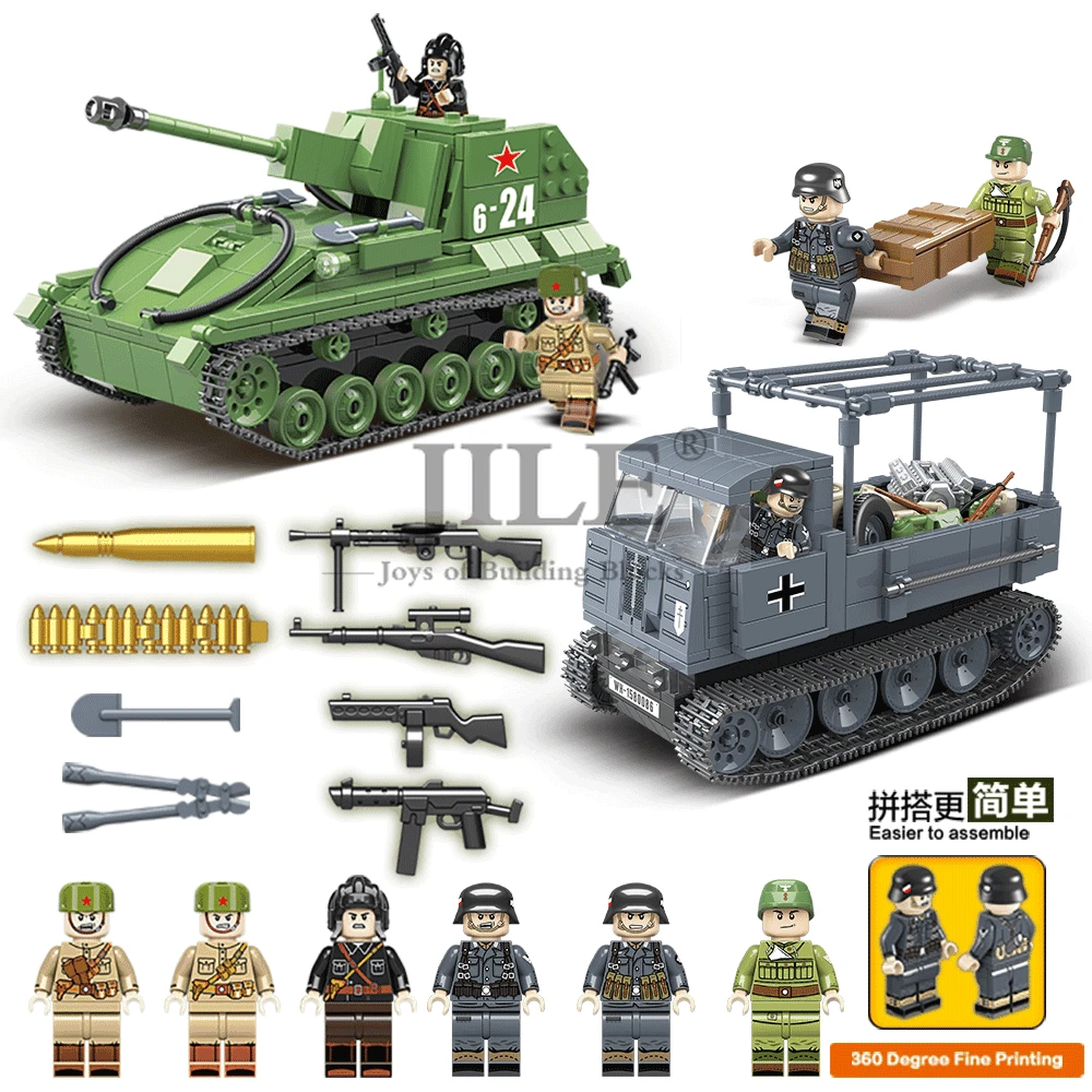 

Moc Military Army Tank Truck Weapon Fighting Vehicle Educational Compatible Building Blocks DIY Bricks Germany Soldiers with Gun