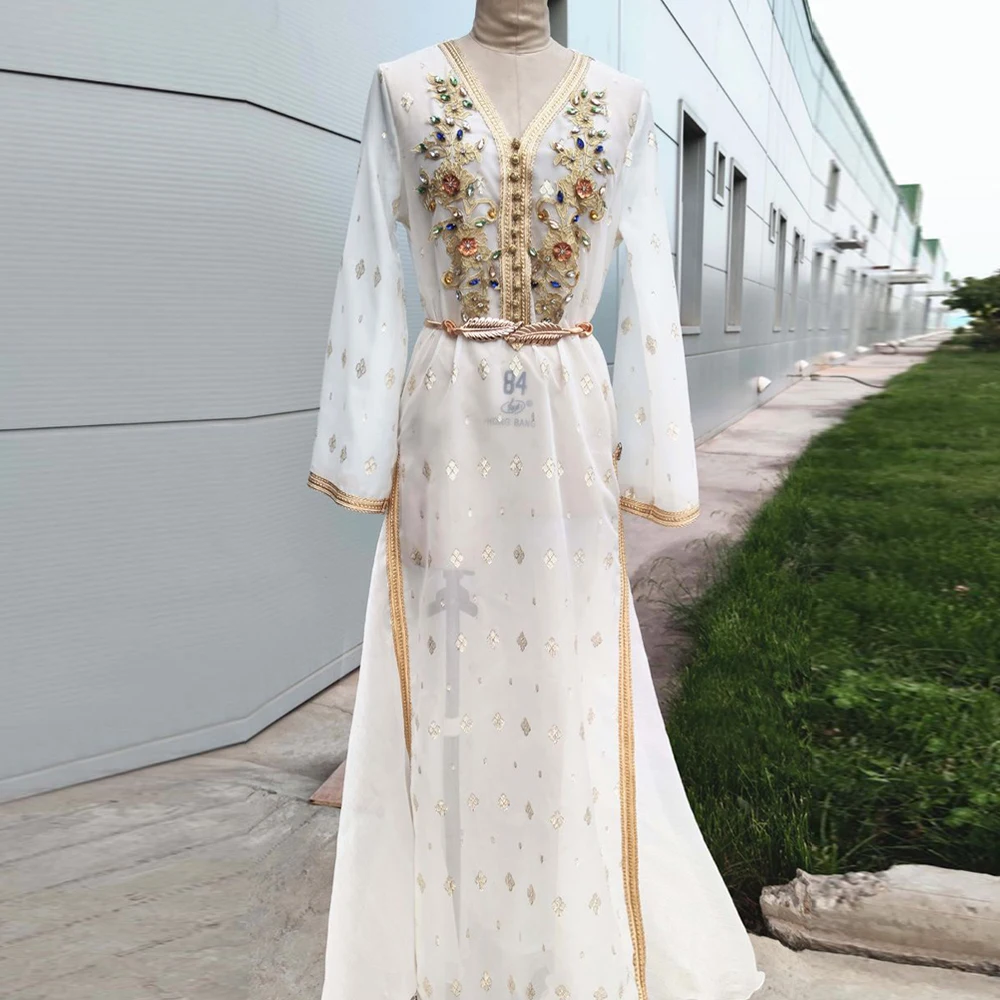 Eid Mubarak высококачественное платье ручной работы со стразами кафтан Марокканская
