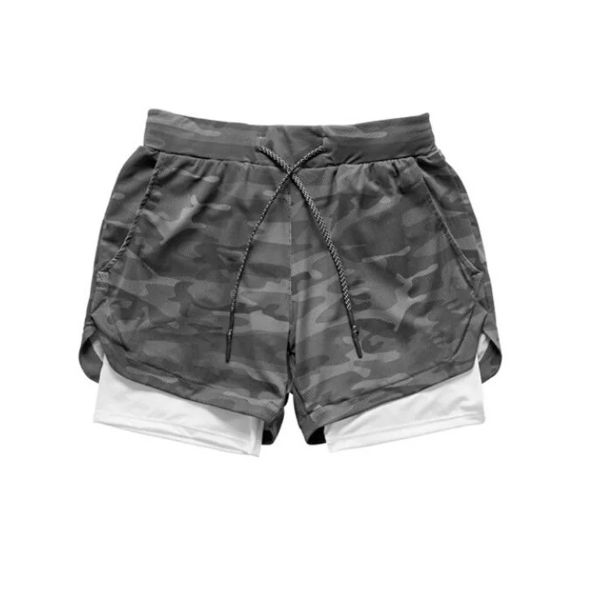 

Quick Dry GYM Sport Shorts Camo Running Shorts Men 2 In 1 Double-deck Fitness Jogging Workout Shorts Men Sport Shorts