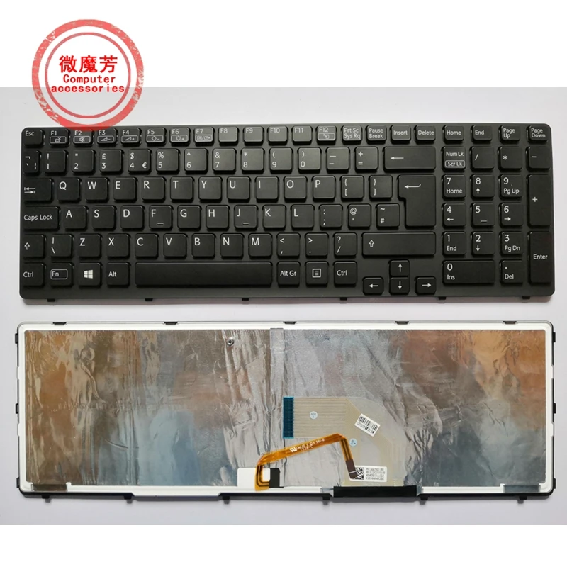 Клавиатура с британской раскладкой для SONY VAIO SVE15 SVE151 SVE151C11M SVE151E11T SVE1511SAC с подсветкой