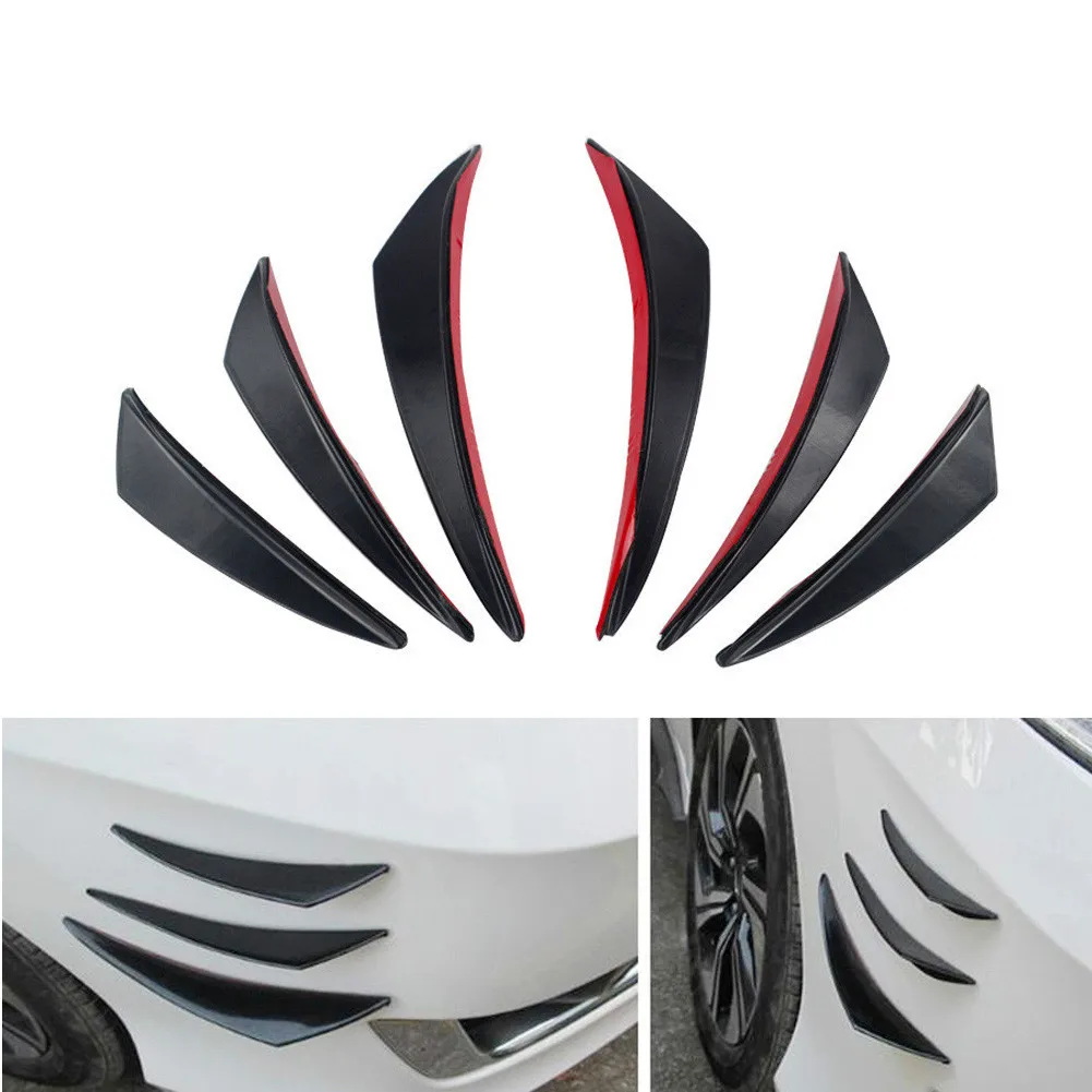 

6pcs Front Bumper Lip Splitter Fins Body Spoiler Canards Valence Gloss Black Car Front Bumper Air Spoiler Car Accessorry