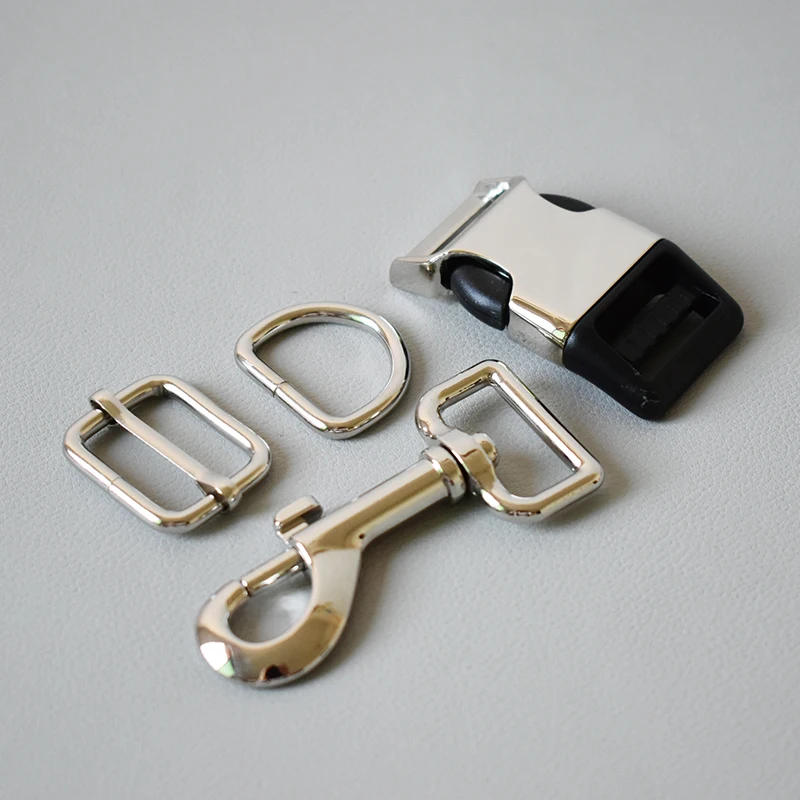 Juego de 20 hebillas de metal para Collar de perro, accesorios para Collar de perro, hebilla de Metal + anillo D + hebilla de tracci&oacute;n + cierre de perro> 4 Uds.-0