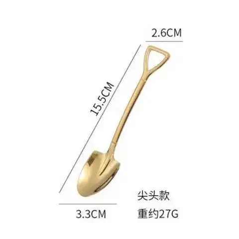 

Stainless Steel Spade Spoon Creative Net Red Stainless Steel Soup Spoon Household Watermelon Spoon Dessert Ice Cream Tea Spoons