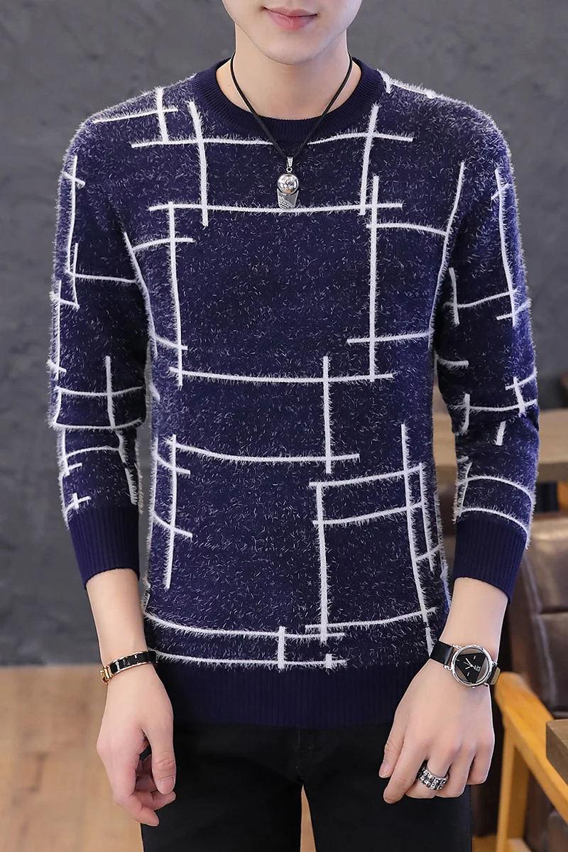 Мохеровые свитеры хлопковый свитер мужской пуловер с длинными рукавами мужские