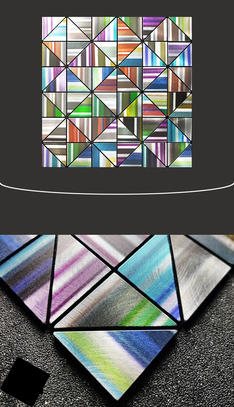 Цветная металлическая мозаичная плитка 1 коробка 11 шт. самоклеящиеся алюминиевые