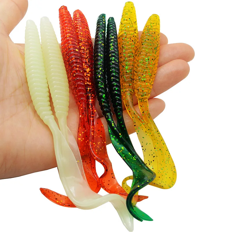 

Long Tail Fishing Lure Soft Bait 13cm 6g Screw Thread Single Sickle Tails Worm Grub Artificial Lures Lot 5 Pieces Sale