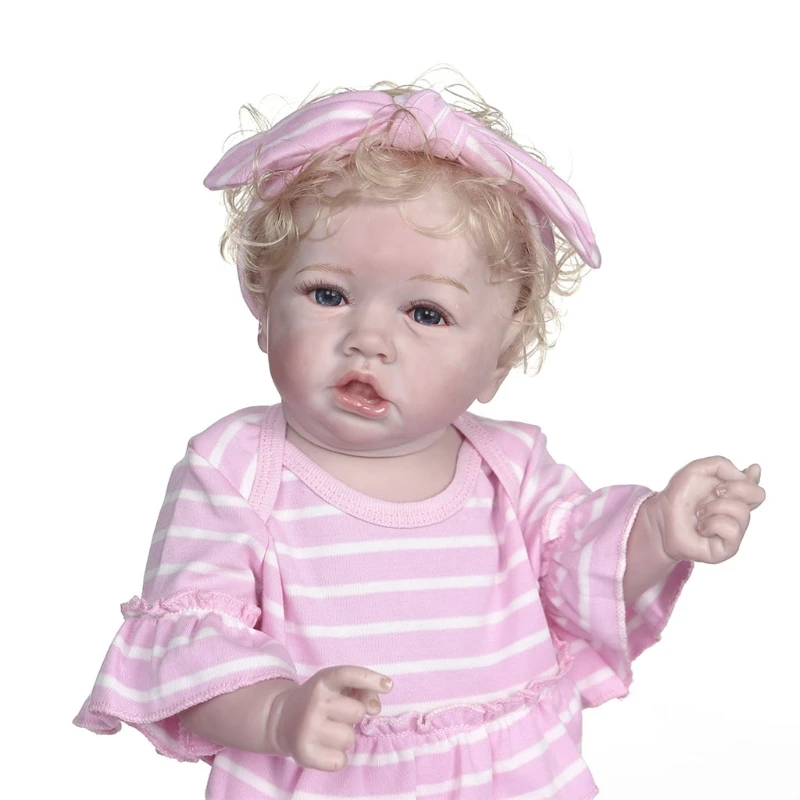 

55cm Realistic Doll Full Soft Silicone Vinyl Toddler Babies Lifelike Girl Birthday Gift Washable Toy for Boys Girls