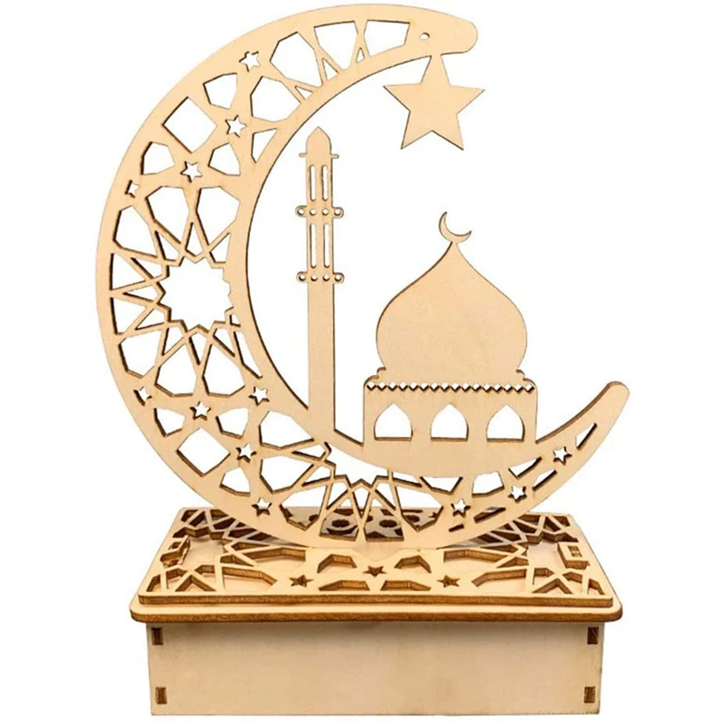 

Украшения Eid Mubarak, сделай сам, деревянная светодиодная декоративная Подвесная лампа (случайный стиль)