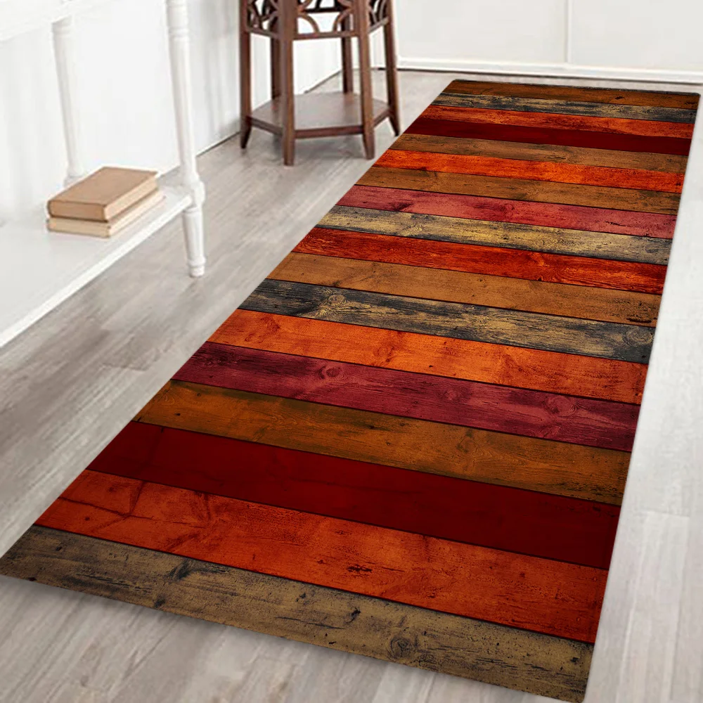 Brown wood bars Flannery printing Anti-Slip absorbent home mat