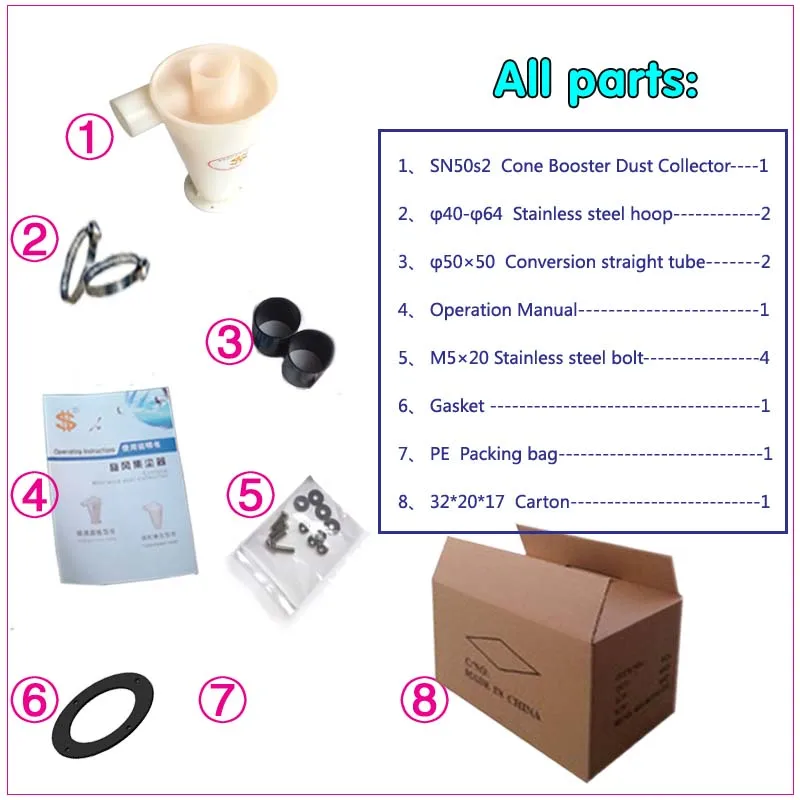 Циклонный пылеуловитель (SN50S2 сверхзаряженный конусный тип) 4 шт. | Бытовая техника