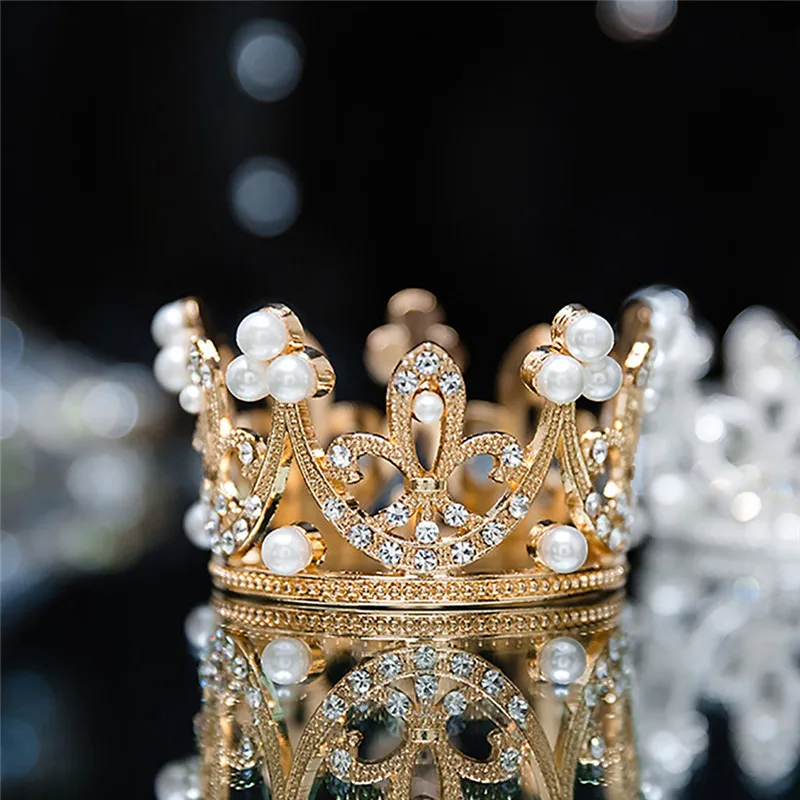 Маленькие девушки украшения для волос в виде торта короны искусственного камня