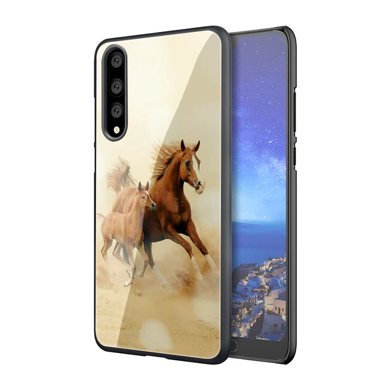 EWAU животное лошадь чехол из закаленного стекла для телефона для huawei P10 P20 P30 Lite Pro P Smart