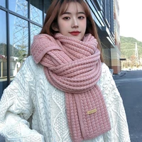 autumn winter womens and mens warm long knitting scarf shawl japan korea fashion solid color knitted wool thick scarves ladies