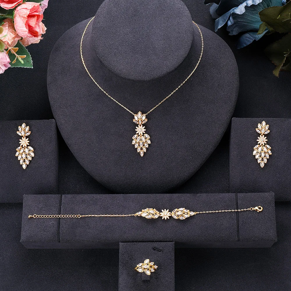 Jankelly Нигерия 4 шт. Свадебные Ювелирные наборы из циркония для вечерние роскошные