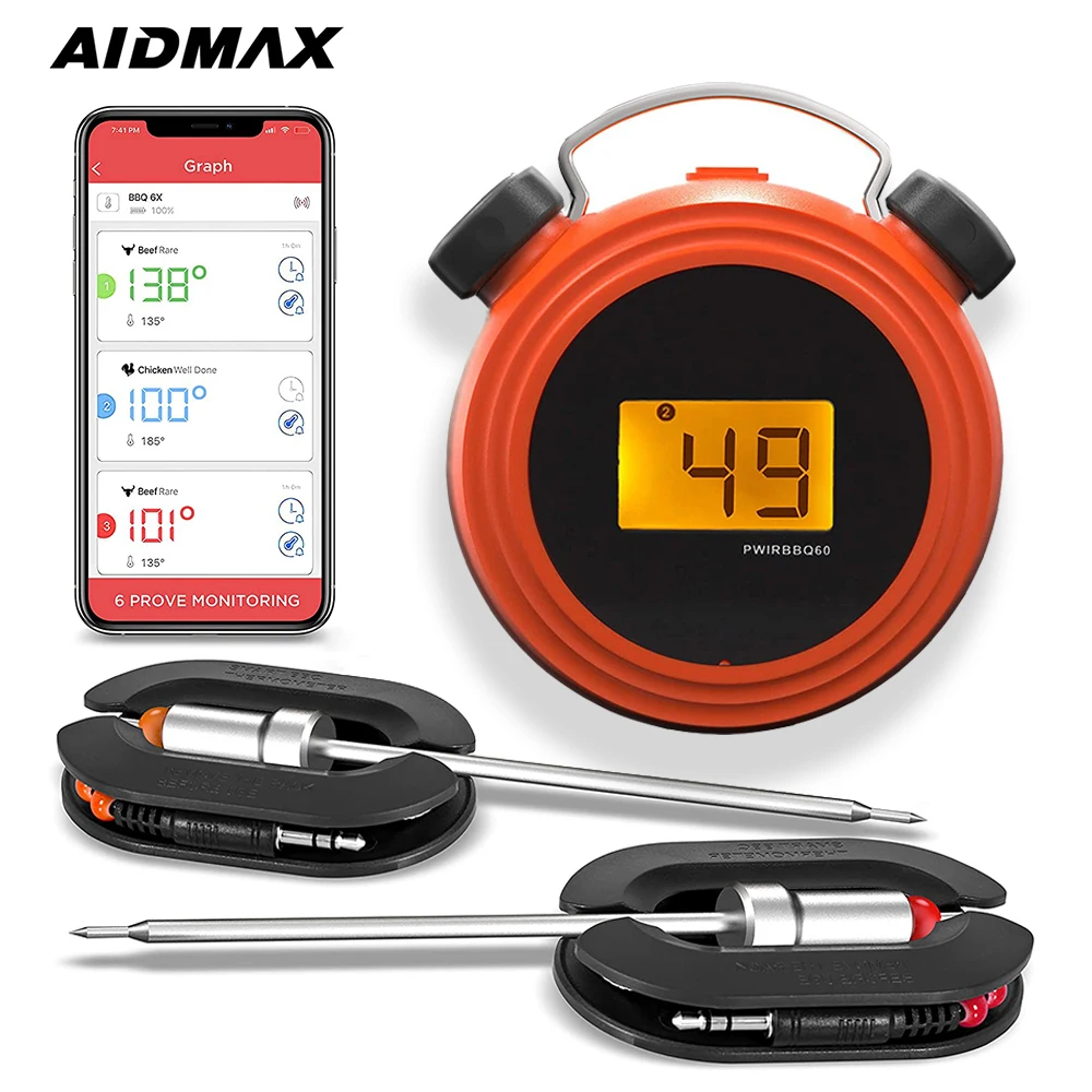Смарт Bluetooth барбекю Гриль Термометр цифровой Дисплей нержавеющей безопасно