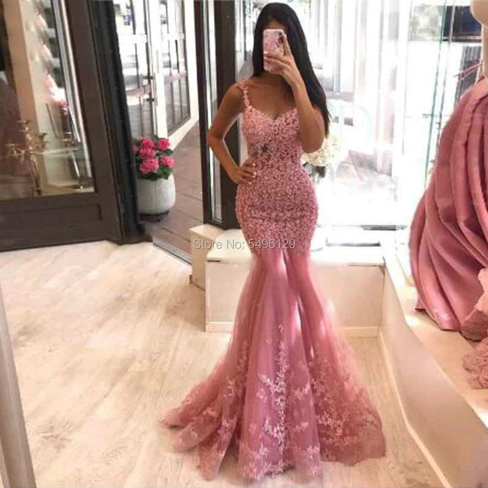 Роскошные розовые вечерние платья с юбкой годе милое кружевное женское платье на