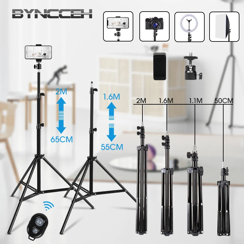 

Tripod For Mobile 0.5/1.1/1.6/2M Adjustable Aluminum Selfie Stick Tripod For iPhone Xiaomi Huawei Smartphone Photography Stand