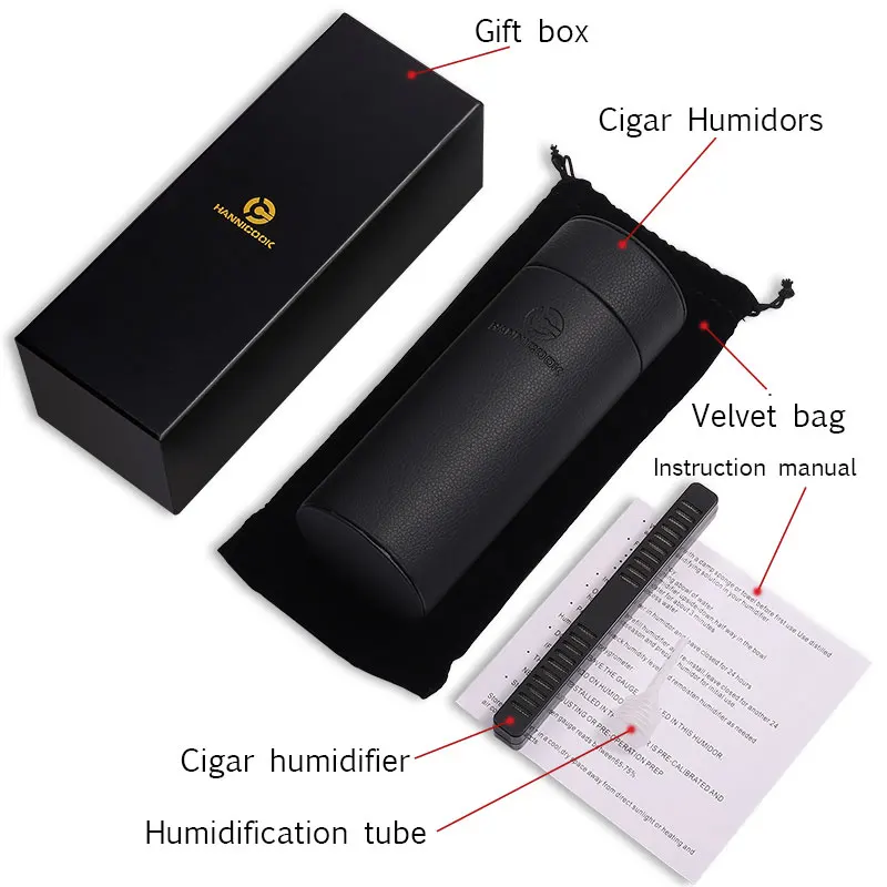 20 Count Black Cedar wood cigar tube leather Case large capacity Moisturizing Store Humidifier Portable High-end gifts | Дом и сад