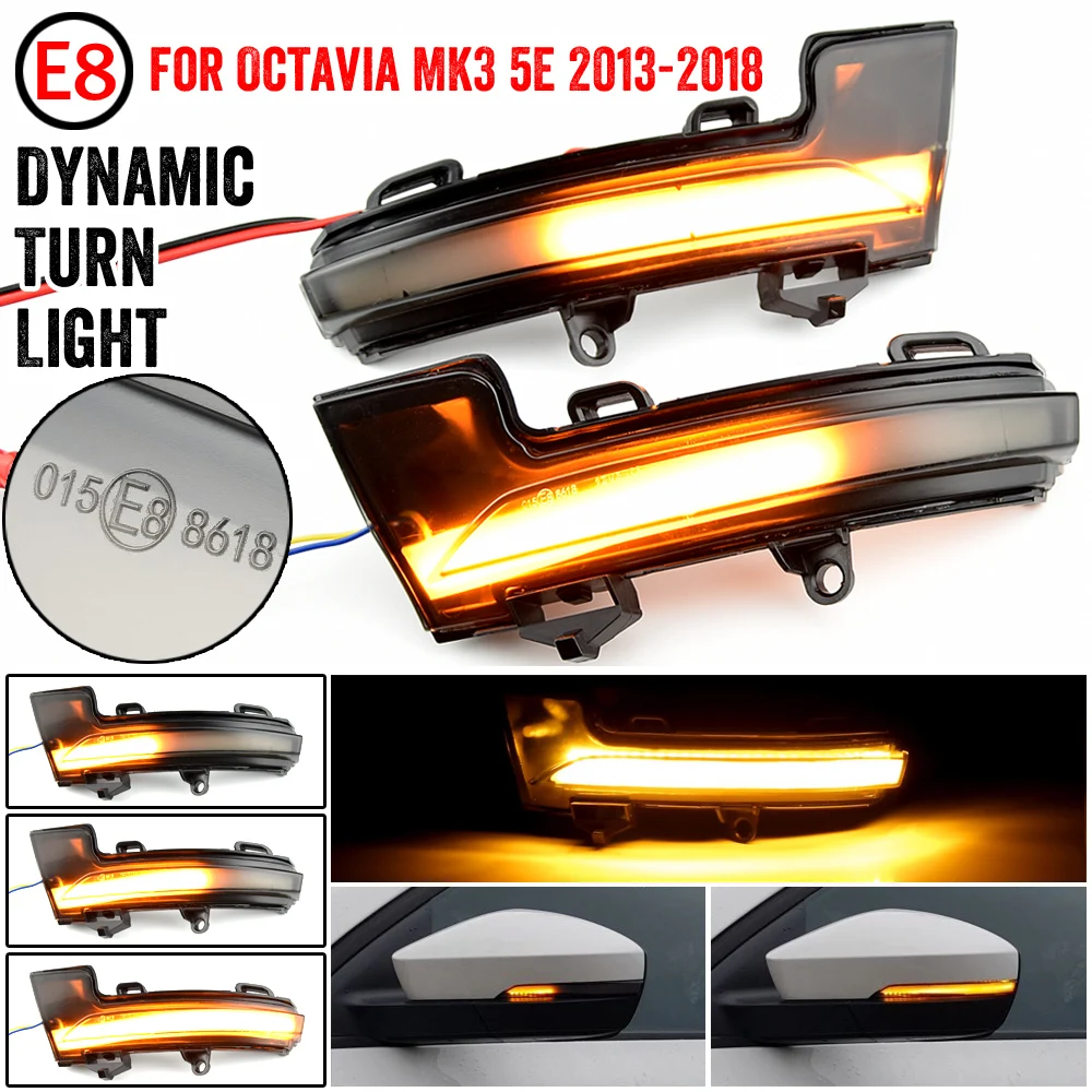 

Dynamic Side Wing Rearview Mirror Indicator Sequential Blinker For Skoda Octavia MK3 5E 2013-2018 For VW T-Roc T-Cross 18-20