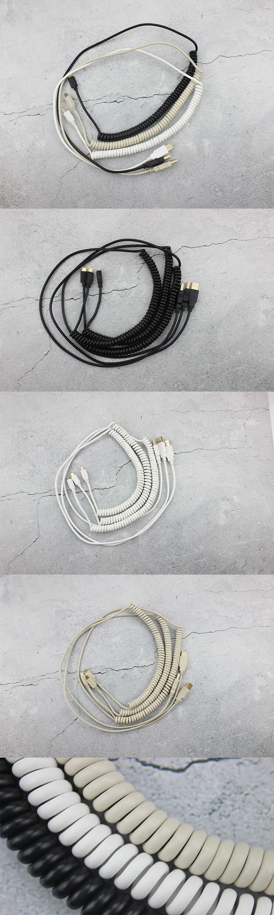 Спиральный Кабель Micro Mini usb type-c механическая клавиатура черный белый серый интерфейсный кабель для моделей Gh60 XD64 Xd75 Xd96 чехол