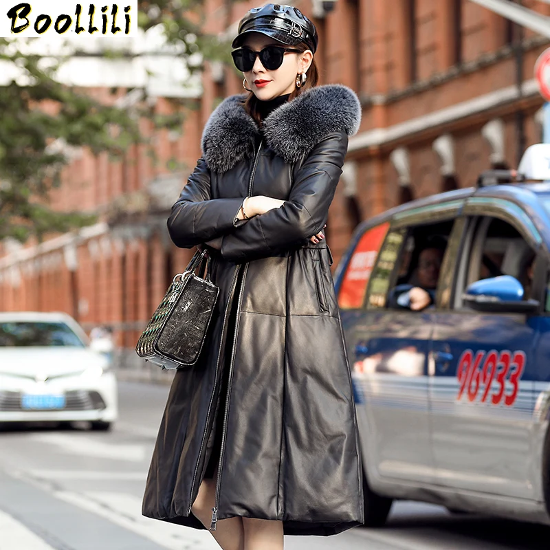 Куртка Boollili из натуральной кожи женская одежда Воротник 2020 лисьего меха пальто