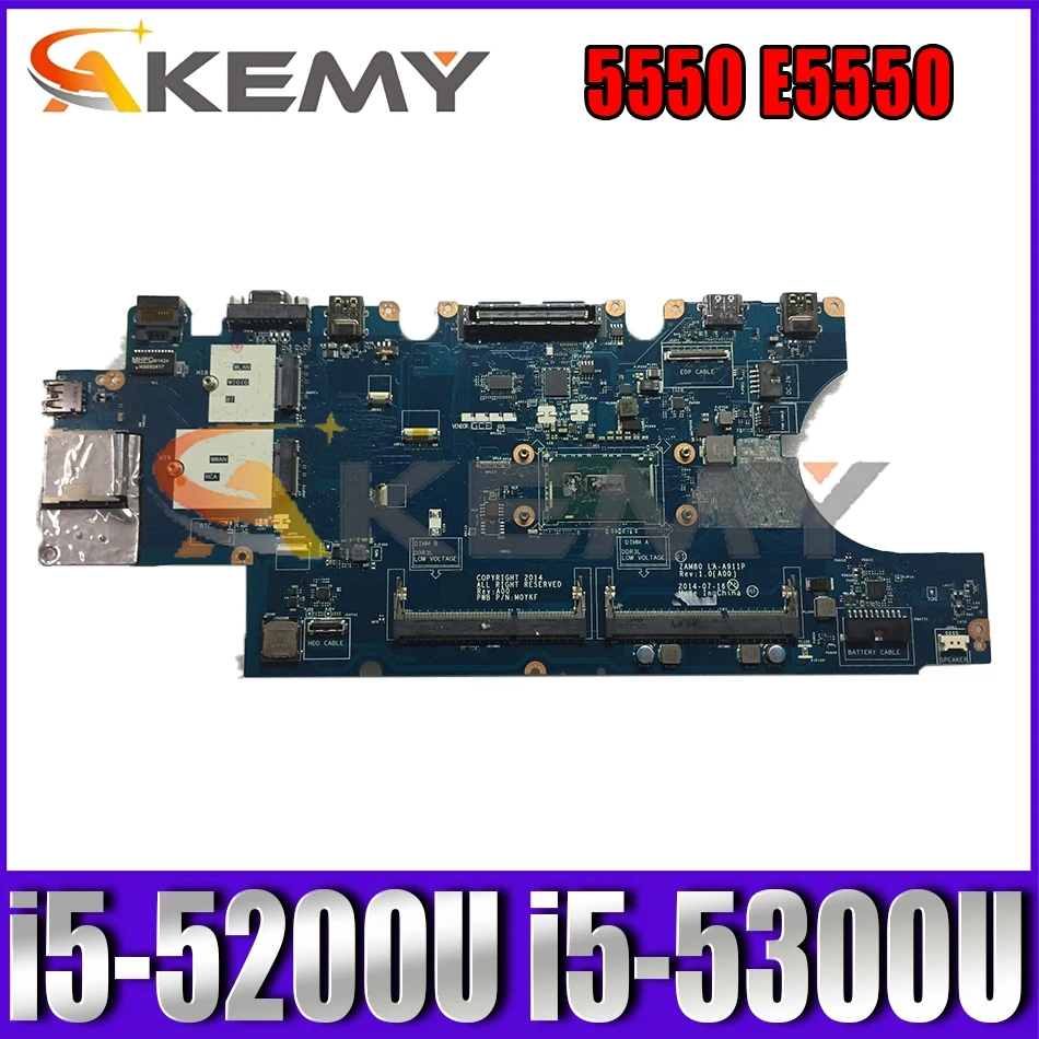

CN-0W4CTJ 0KVT5F 0M5HV7 для DELL Latitude E5550 5550 Материнская плата ноутбука ZAM80 LA-A911P W/ i5-5200U i5-5300U 100% полностью протестирована